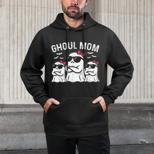 Retro Ghoul Mom Mother Ghost Mama Halloween Funny Pilling-Resistant Hoodie