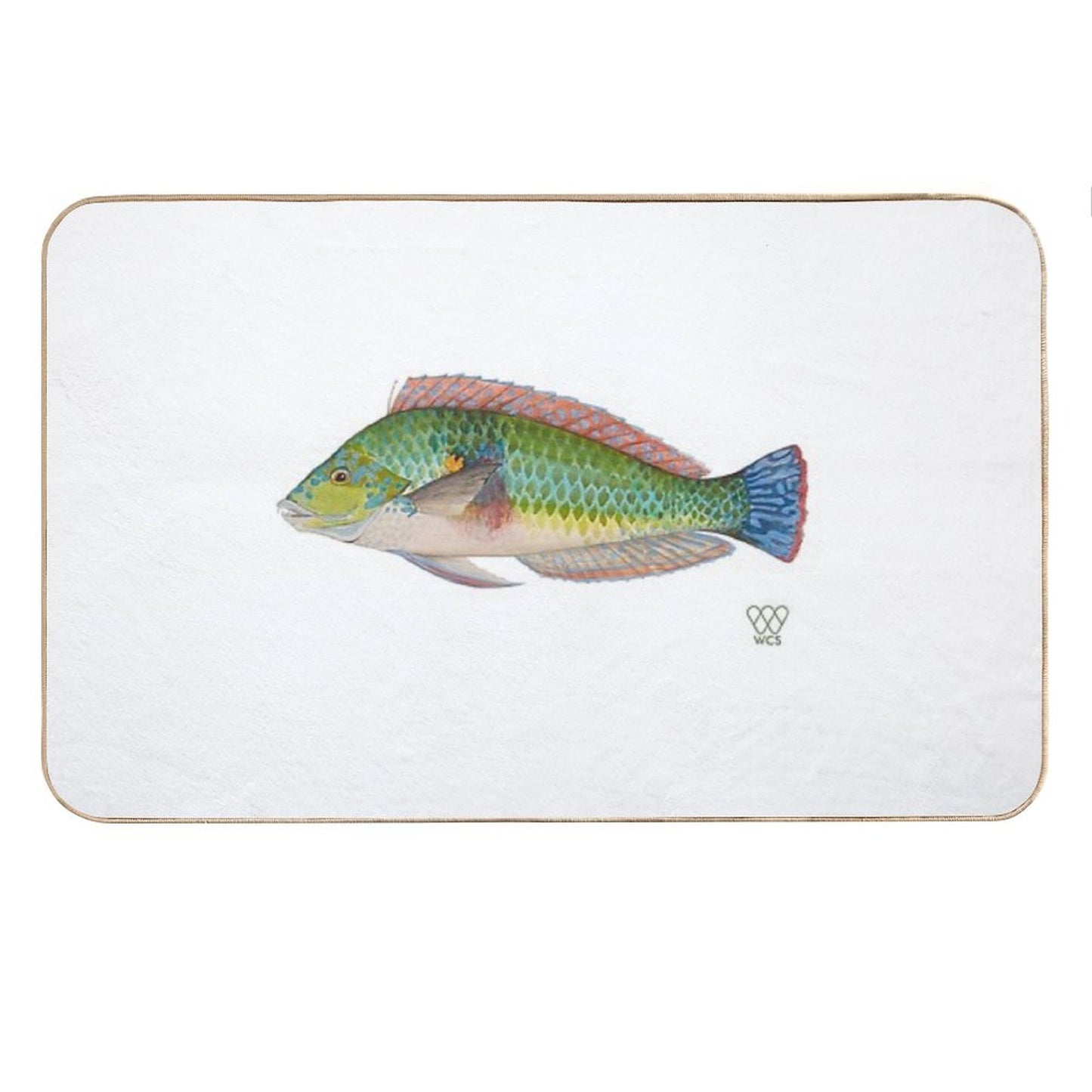Green Parrot Fish Bath Mat