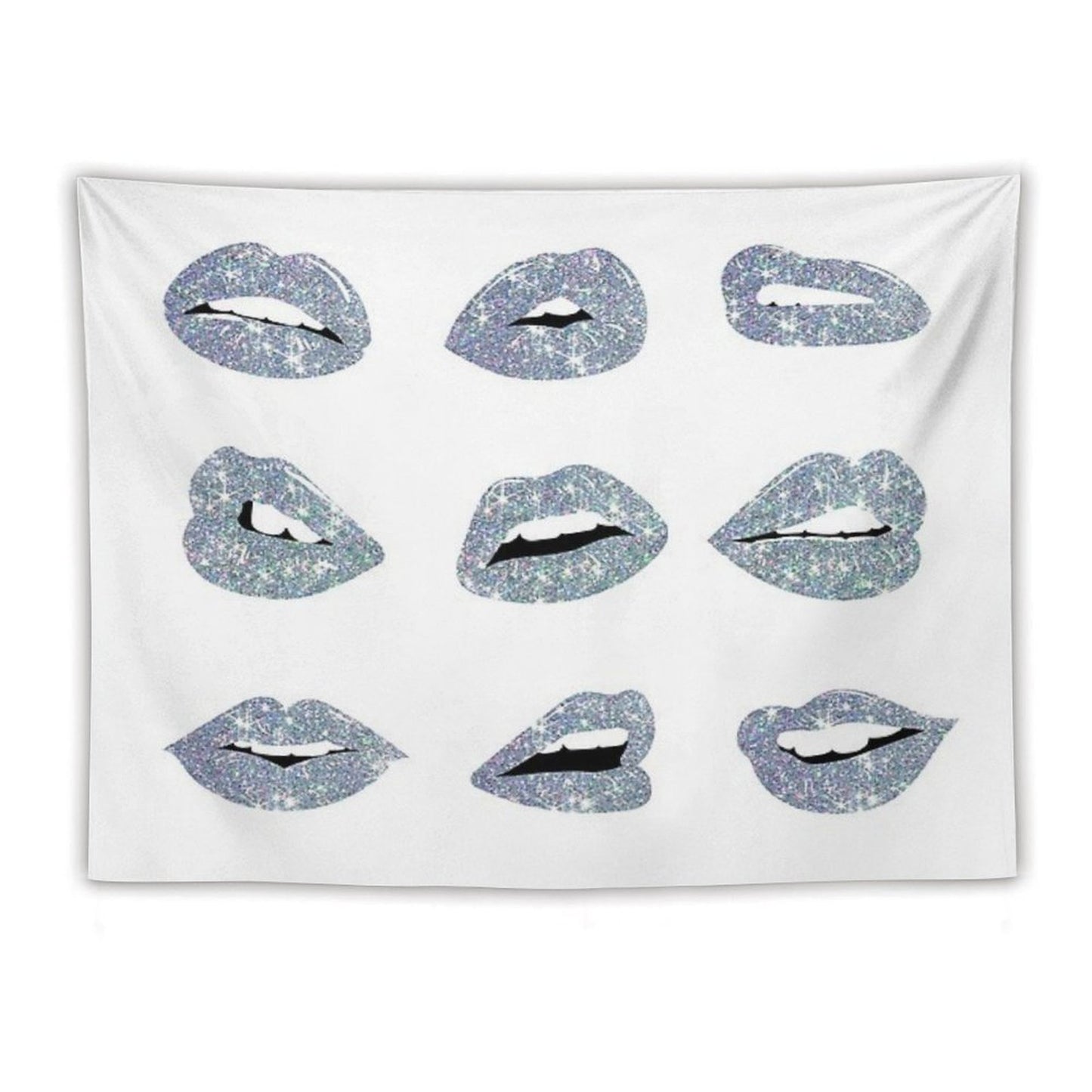 Kiss Kiss Faux Glitter Lips Tapestry