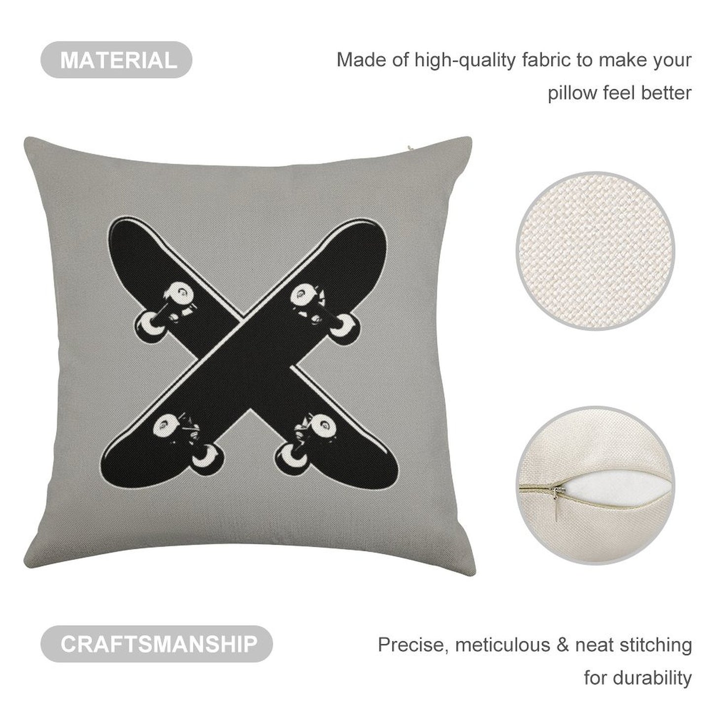 Skate X Linen Throw Pillow Cover