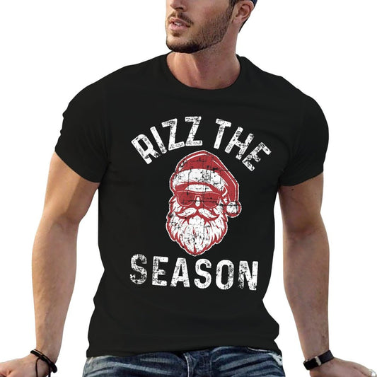 Rizz The Season Funny Christmas Rizzmas Santa Claus Rizzler Polyester Blend T-Shirt