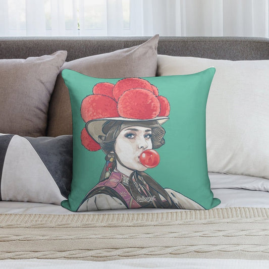 Black Forest Girl Emma with Bubblegum Soft Ultra-Soft Texture Throw Pillow