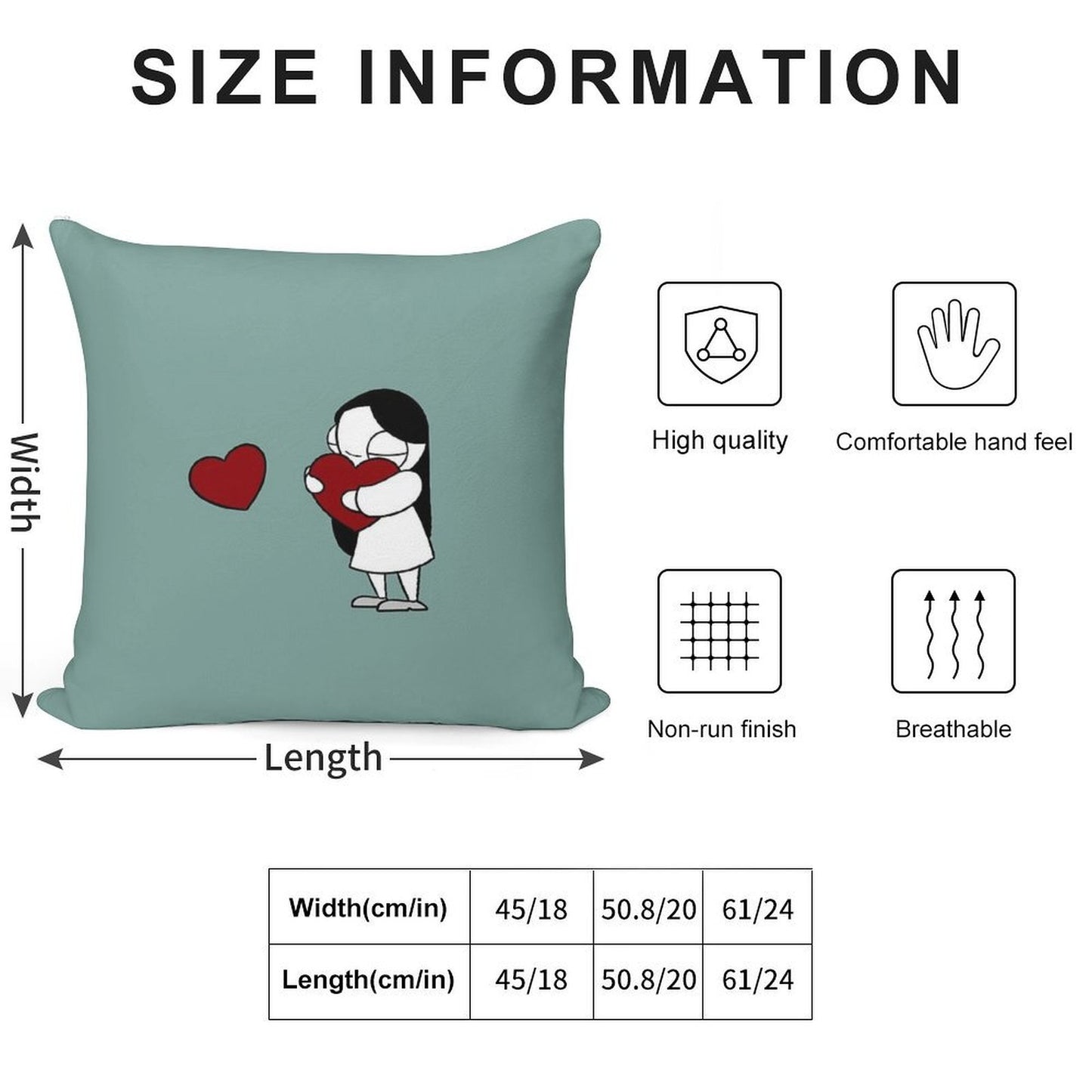 Catana Hearts Soft Skin-Friendly Throw Pillow