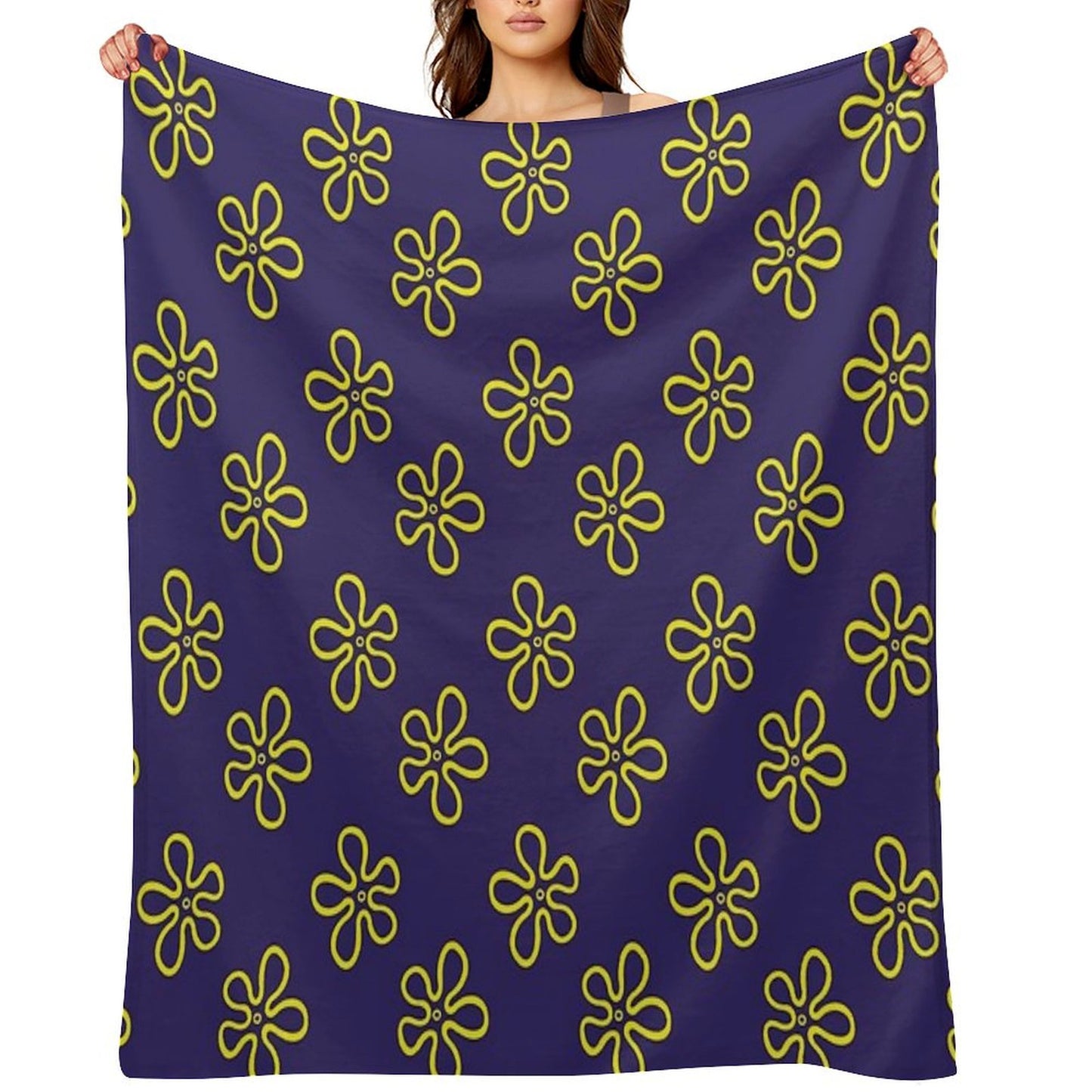 Spongebob's Floral Pattern (Purple) Throw Blanket