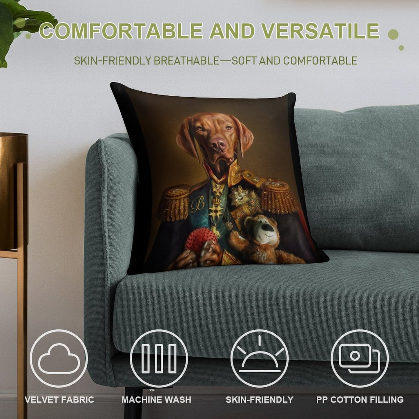 Bertie The Hungarian Vizsla - Dog Portrait Soft Style Accent Throw Pillow