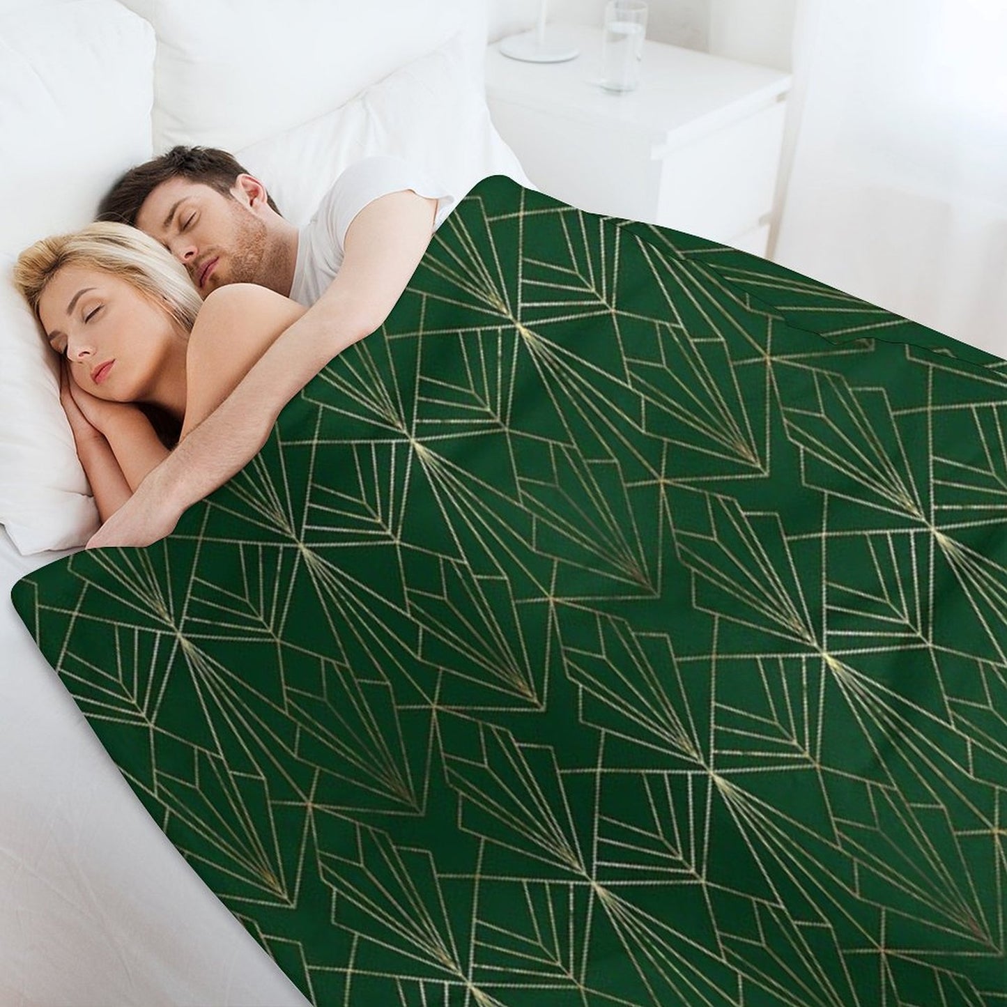 Art Deco in Emerald Green Throw Blanket