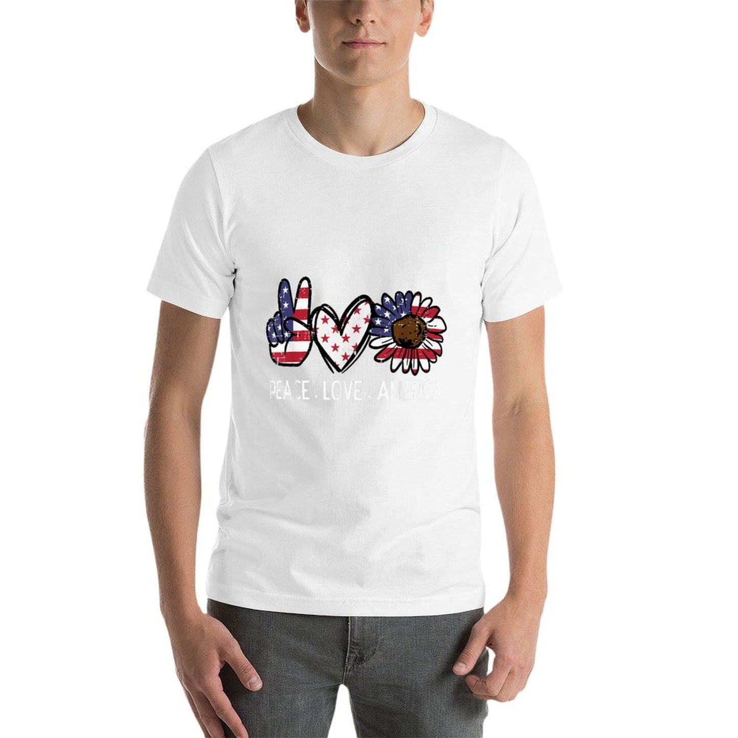 Peace Love America US Fourth Womens 4th Of July Patriot High-quality Stitching T-Shirt