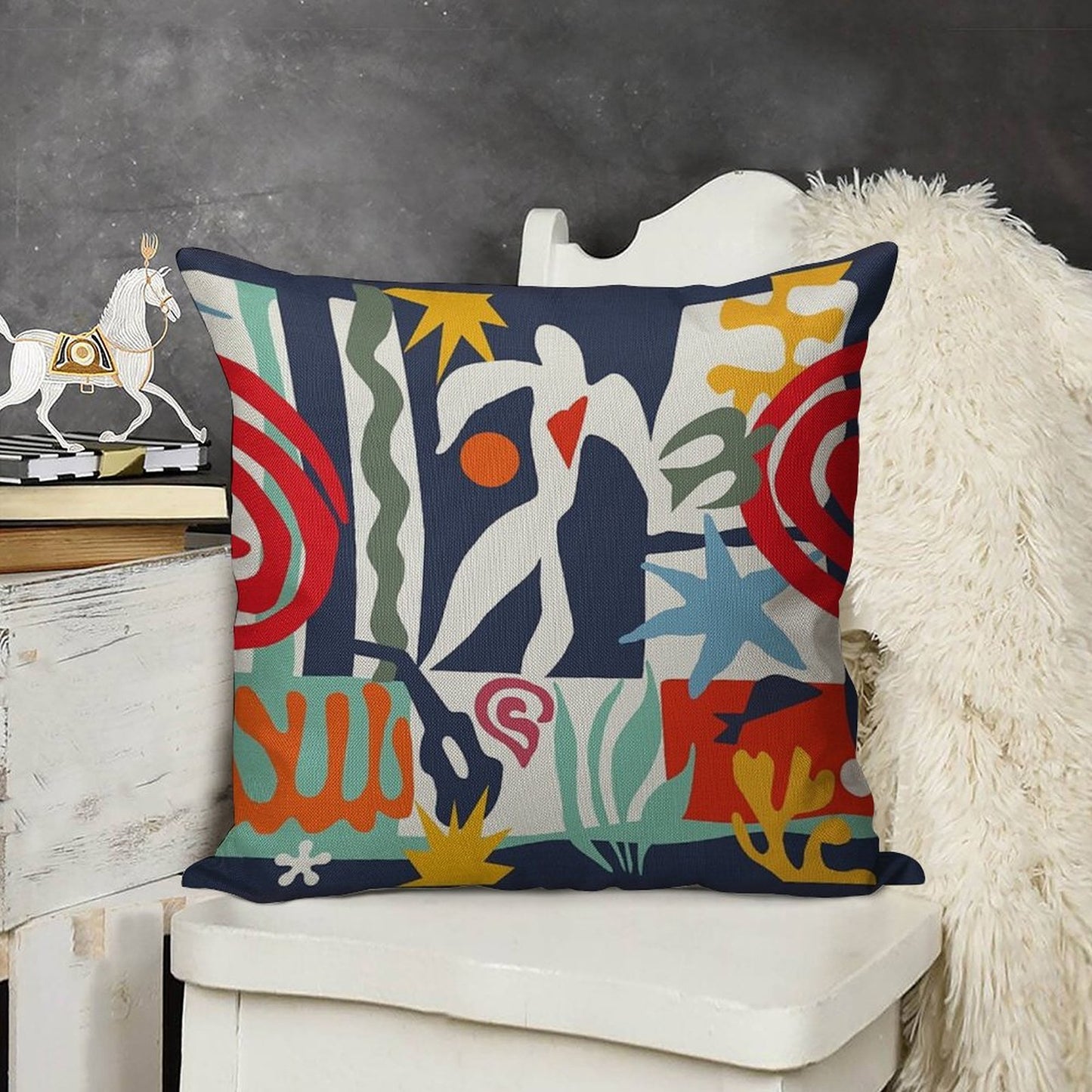 Inspired by Matisse Linen Throw Pillow Cover