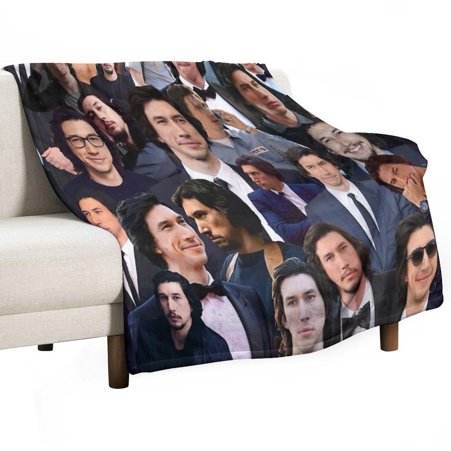 Adam Driver Blue Collage Throw Blanket