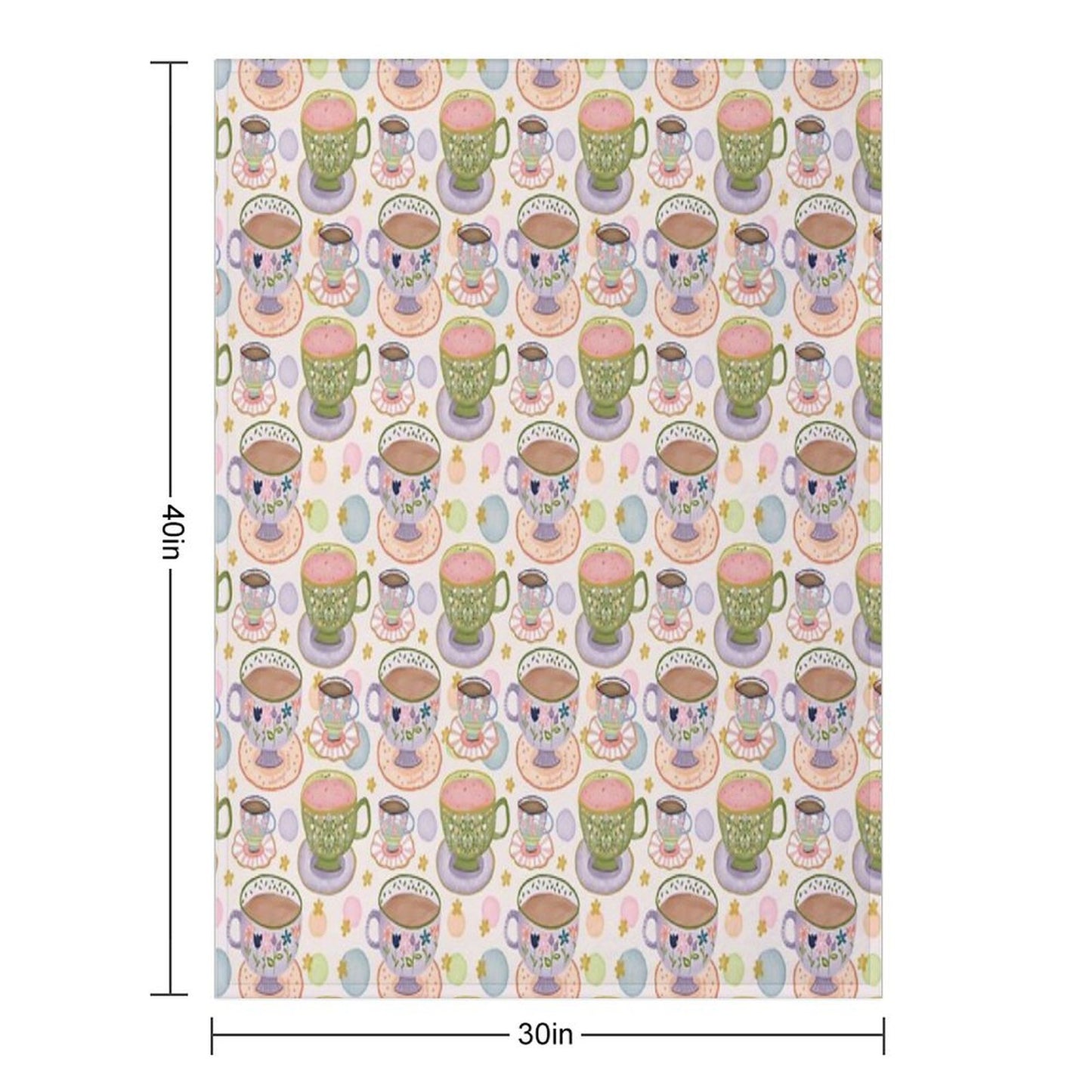 Fancy A Cup of Tea Watercolour Pattern Throw Blanket
