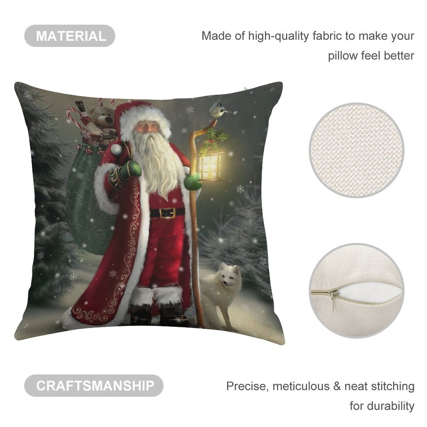 The Christmas Traveler Linen Throw Pillow Cover