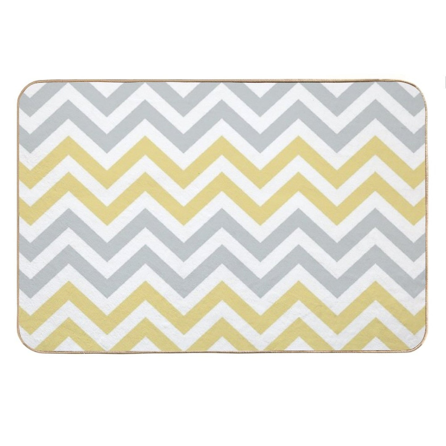 Trendy Yellow And Gray Chevron Bath Mat