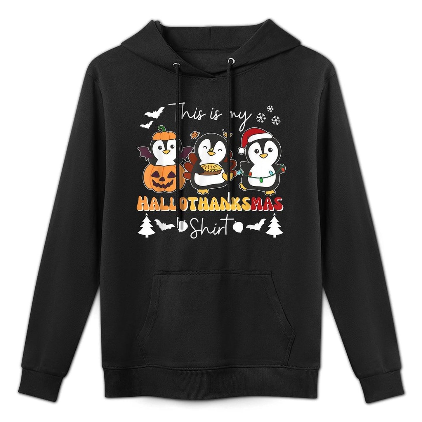 Penguin Christmas Halloween This Is My Hallothanksmas All-Day Comfort Hoodie