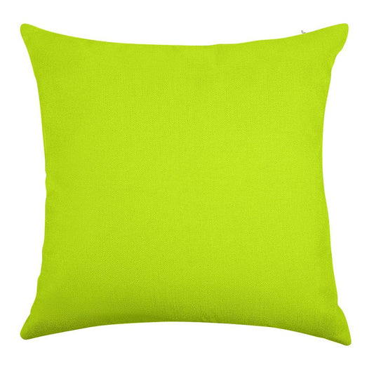 Bright Green Lime Neon Color Linen Throw Pillow Cover