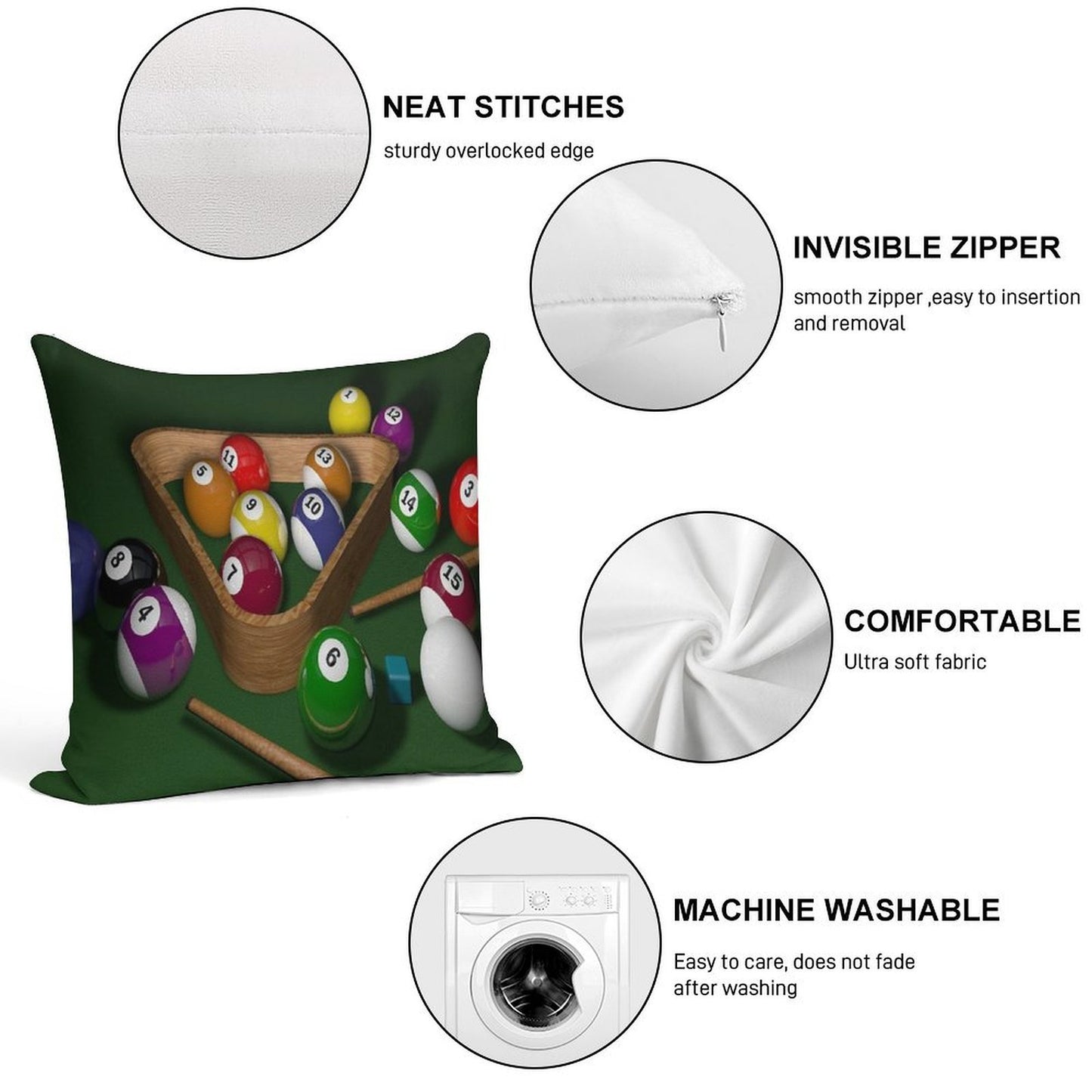 Billiards Soft Bedroom Essential Throw Pillow