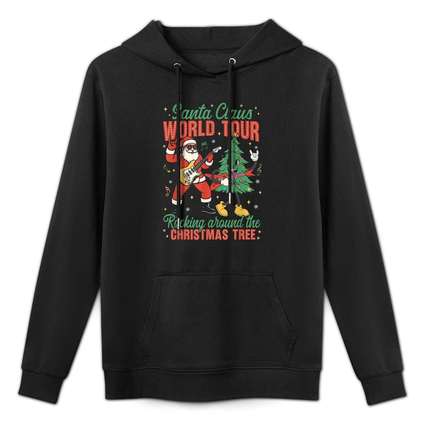 Santa Claus World Tour Rocking Around The Christmas Tree Men Customizable Surface Hoodie