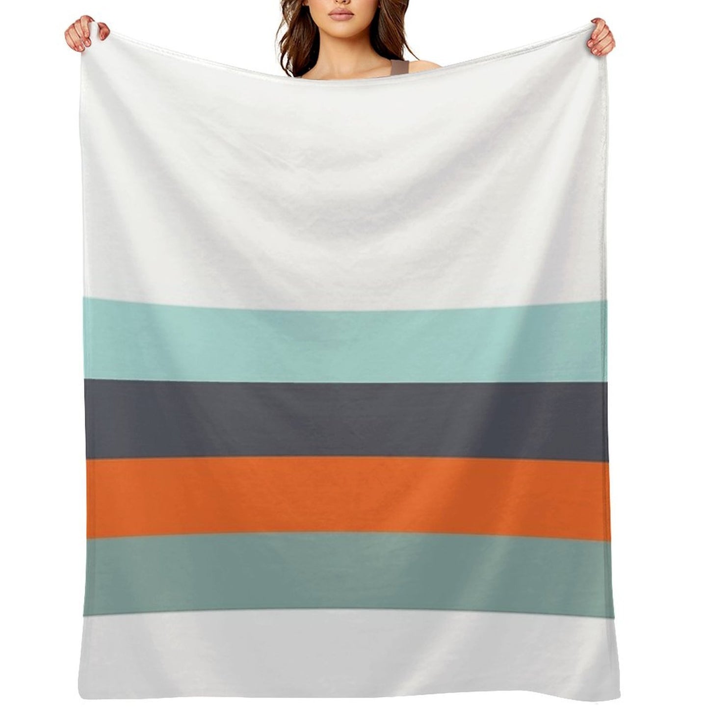 Low Stripe White & Blue Color Block Pattern Throw Blanket