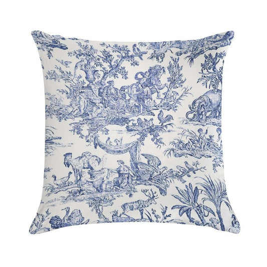 Blue Toile - English - French Countryside Soft Durable Construction Throw Pillow