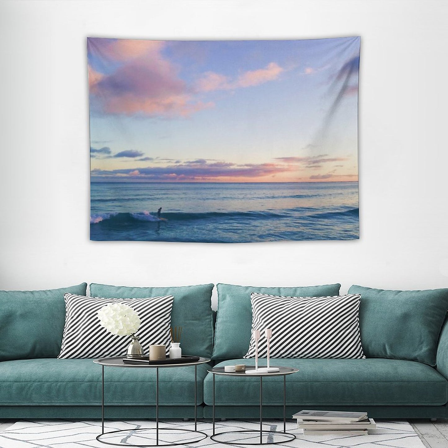 Surfin in A Pastel Dream - Honolulu, Hawaii Tapestry