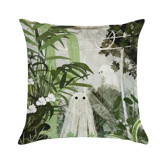 There's A Ghost in The Greenhouse Again Soft Hidden Zipper Throw Pillow