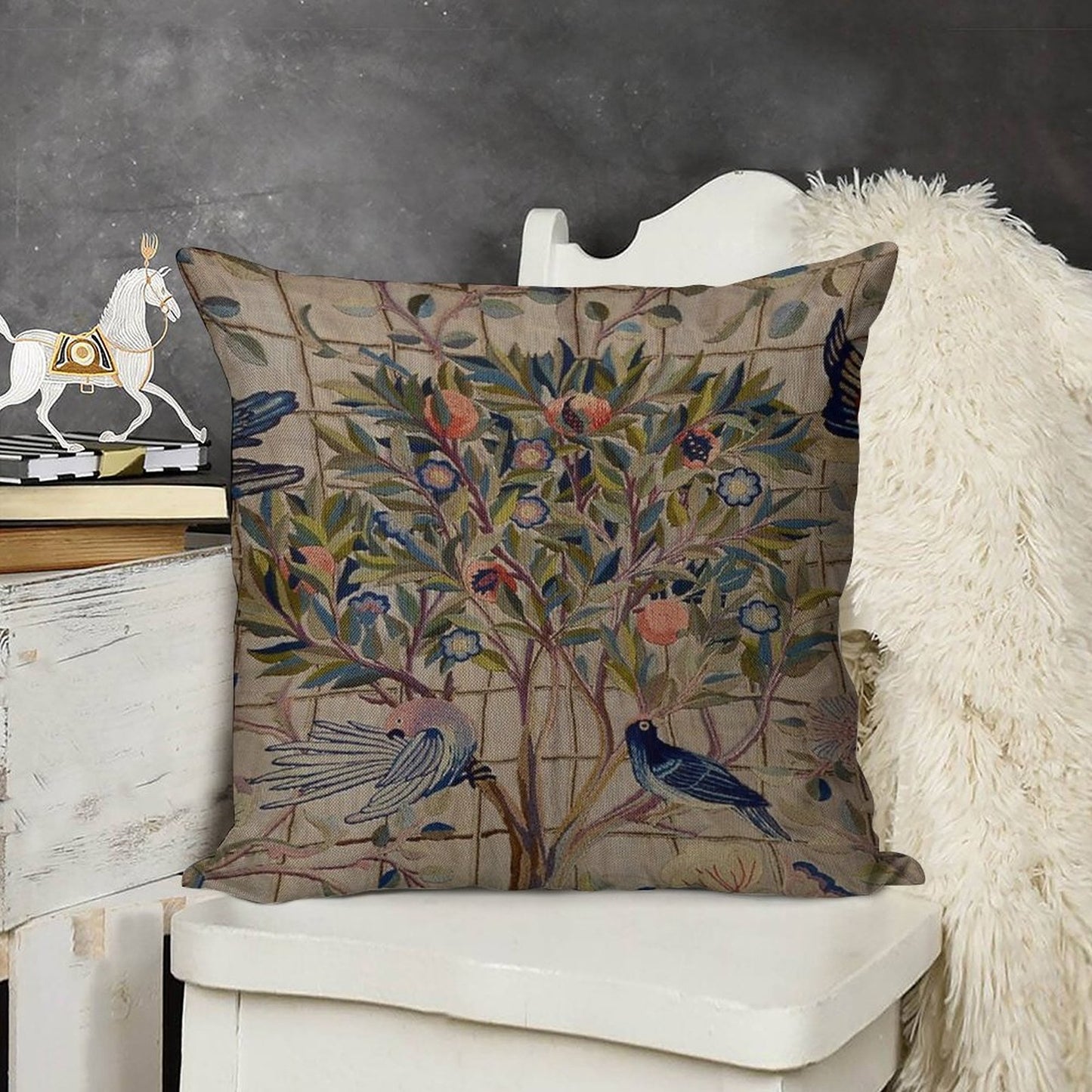 William Morris Kelmscott Trellis Embroidery Linen Throw Pillow Cover