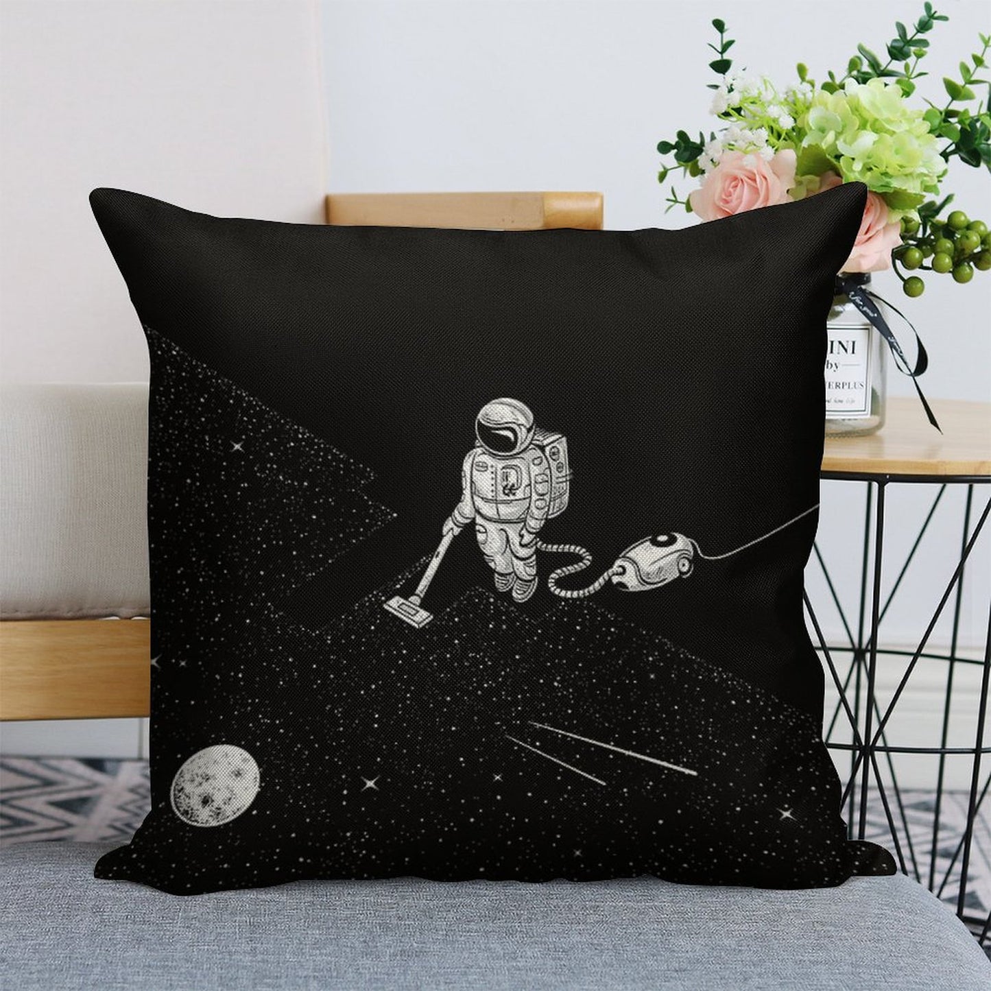 Space Cleaner Linen Throw Pillow Cover