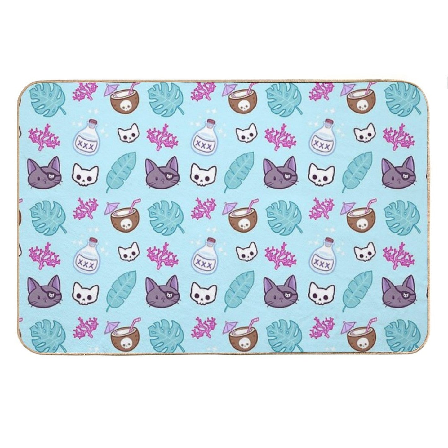 Pirate Cat Turquoise Nikury Bath Mat
