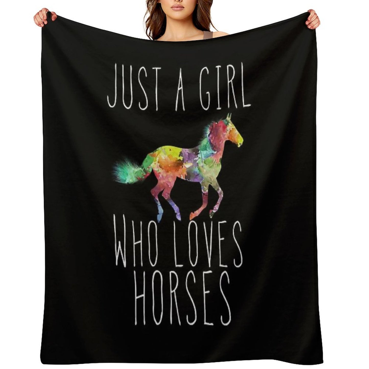 Just A Girl Who Loves Horses Throw Blanket