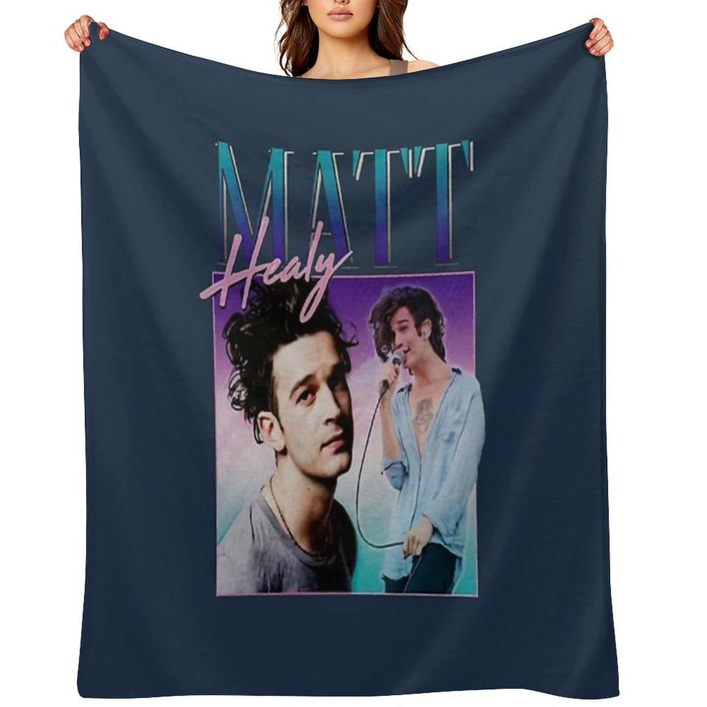 Matt Healy Homage Funny Matty 1975 Retro 90's 80's Party Throw Blanket
