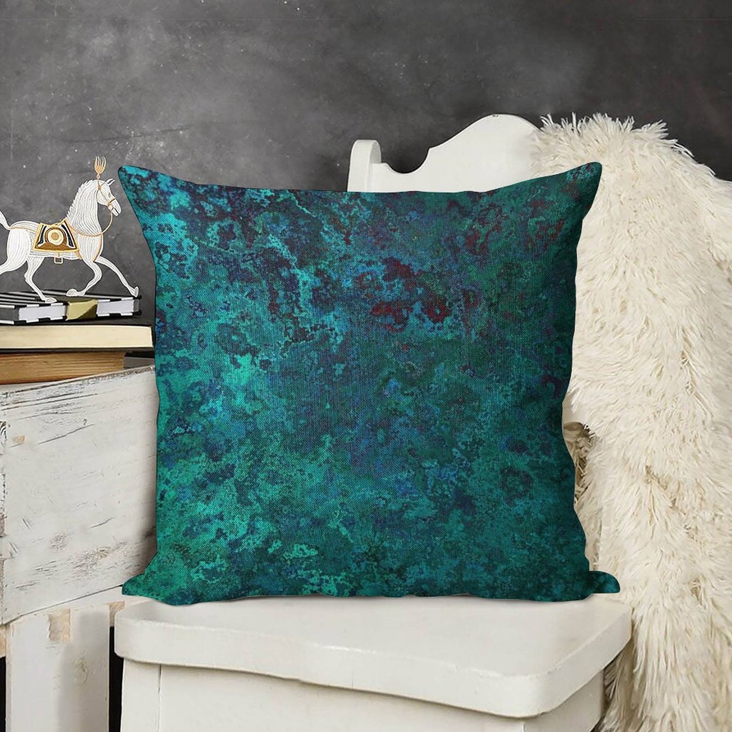 Shimmering Ocean Blue Linen Throw Pillow Cover