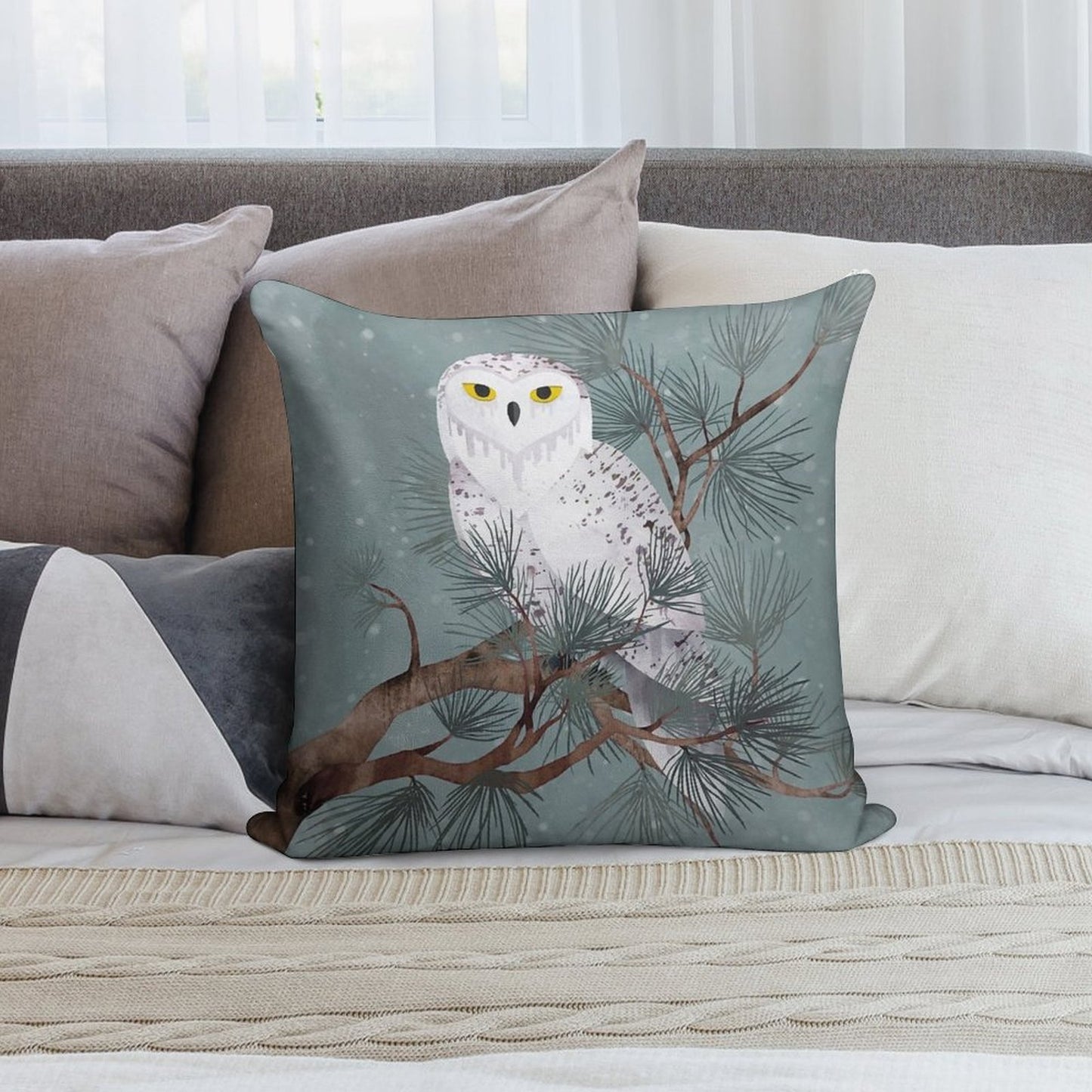 Snowy Soft Fade-Resistant Throw Pillow