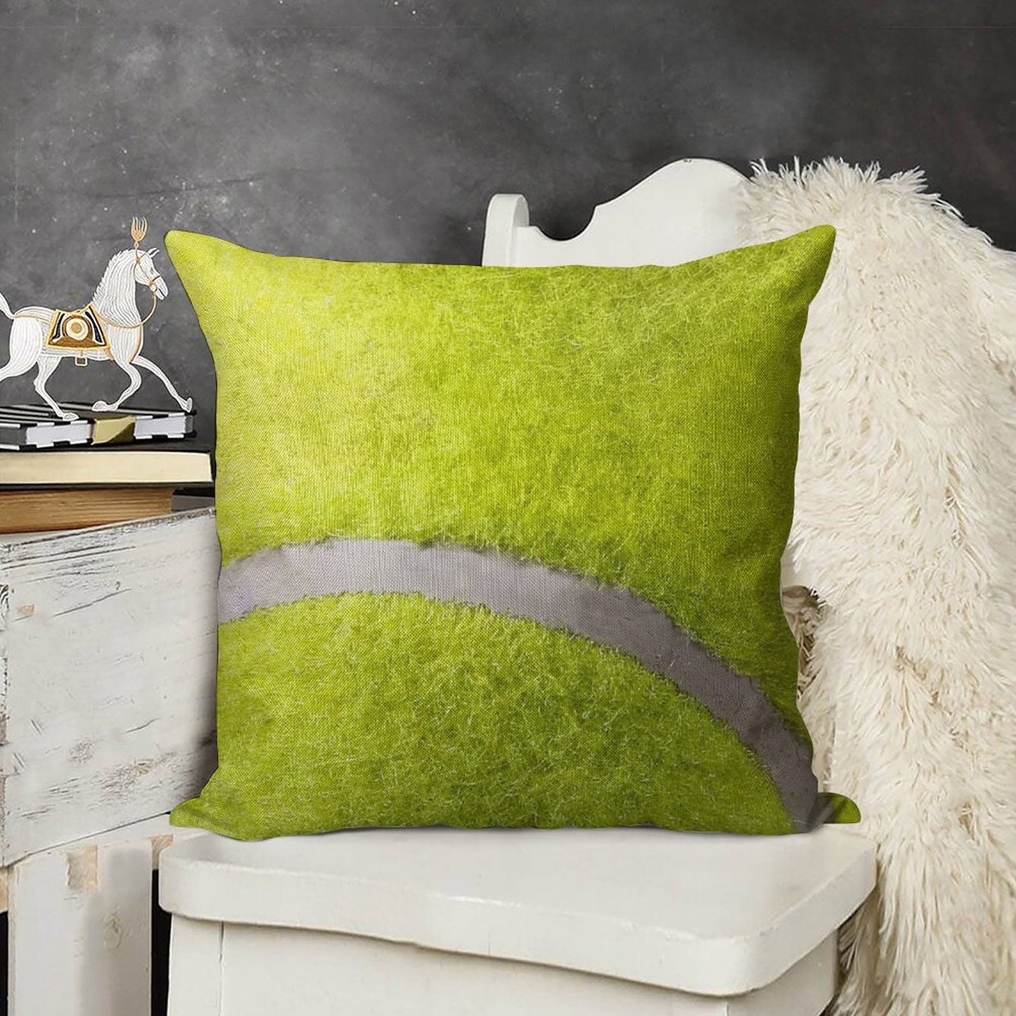 MAN CAVE THROW PILLOW SERIES - TENNIS BALL Linen Throw Pillow Cover