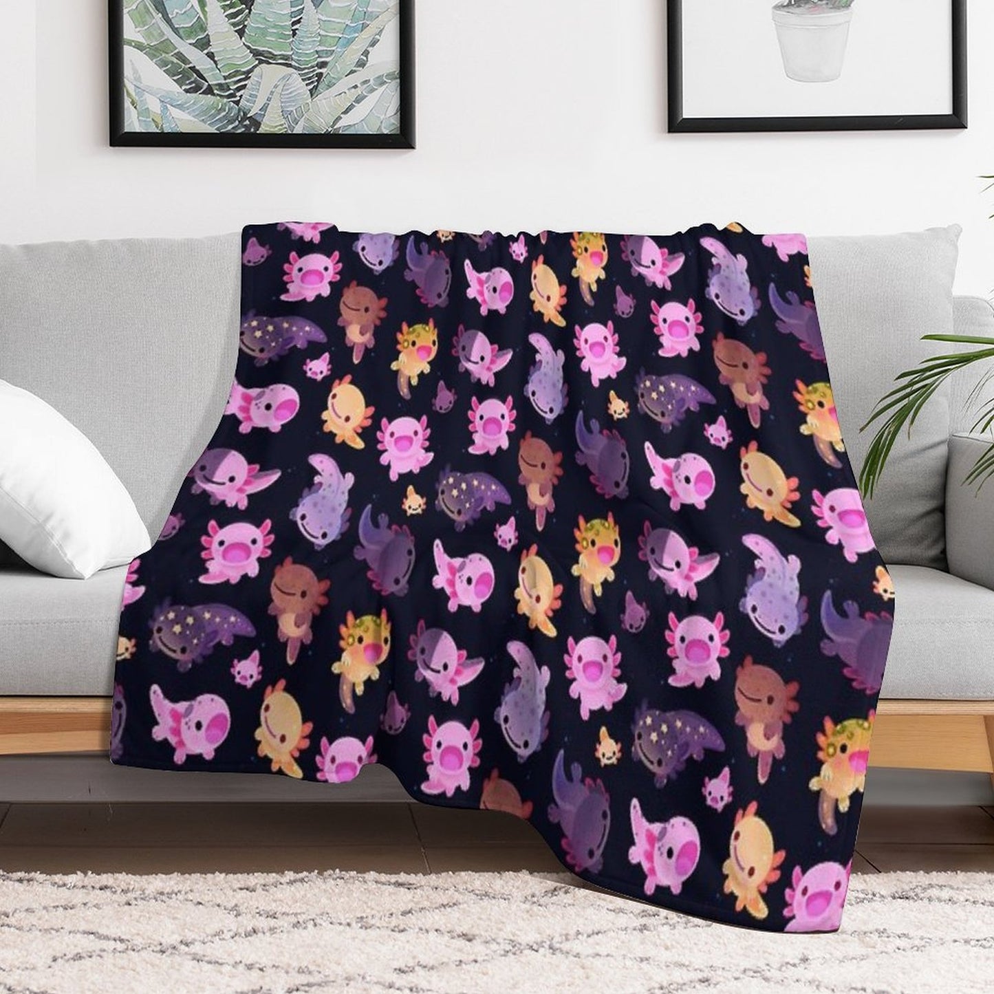 Happy Axolotl Throw Blanket