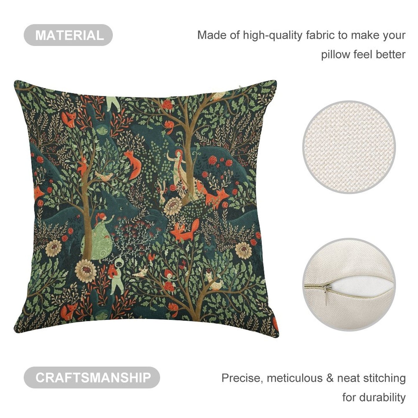 Whimsical Wonderland Linen Throw Pillow Cover