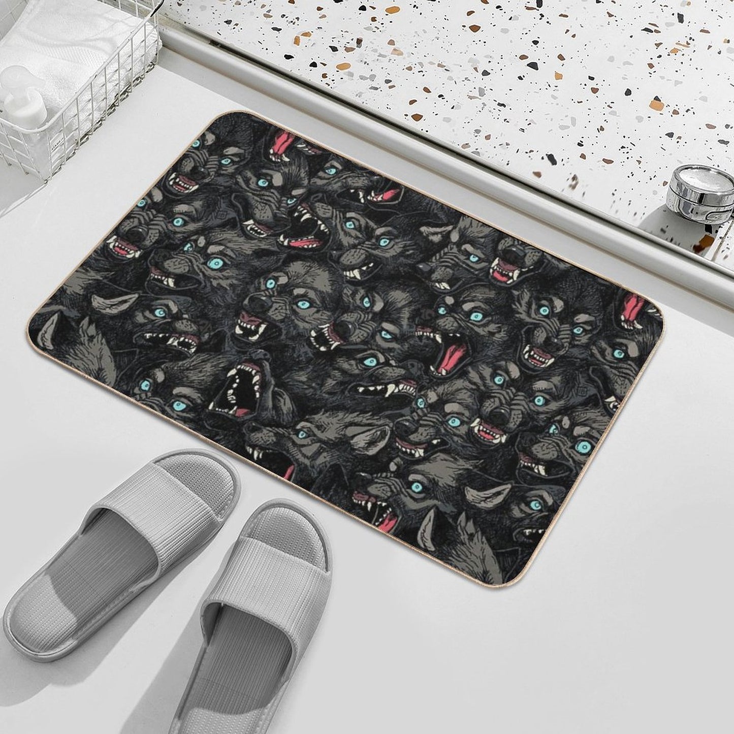 Wolf Pack Pattern Slip-Resistant Bath Mat