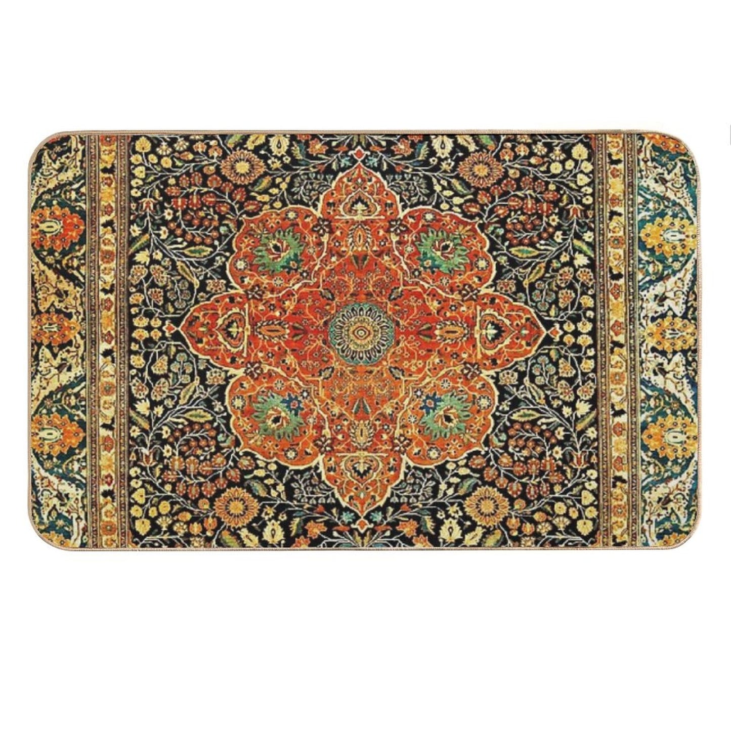 Antique Persian Mohtashem Kashan Rug Print Bath Mat
