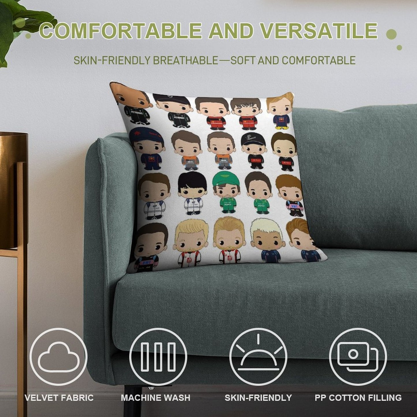 Cute F1 2023 Class Soft Style Accent Throw Pillow