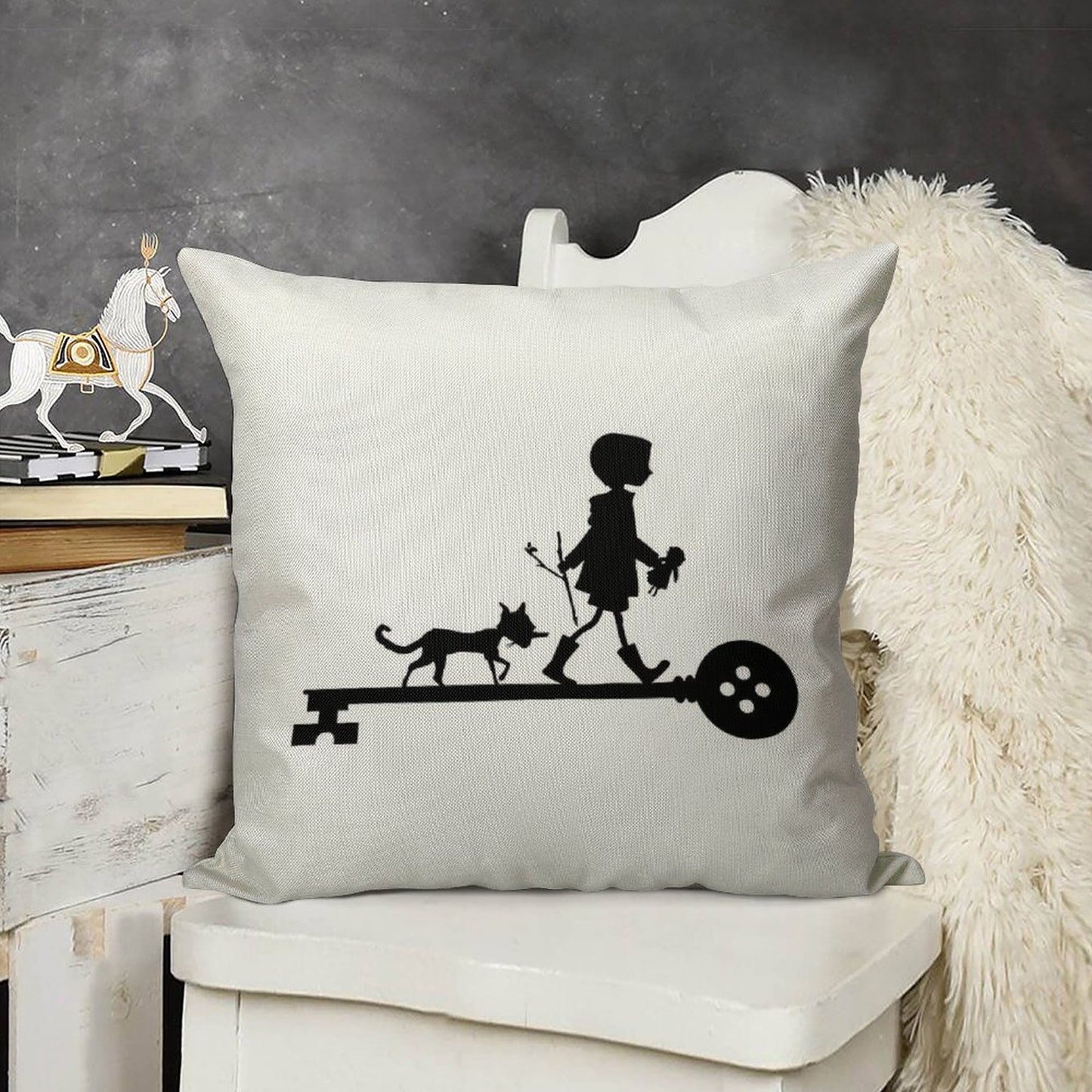Coraline's Journey Linen Throw Pillow Cover