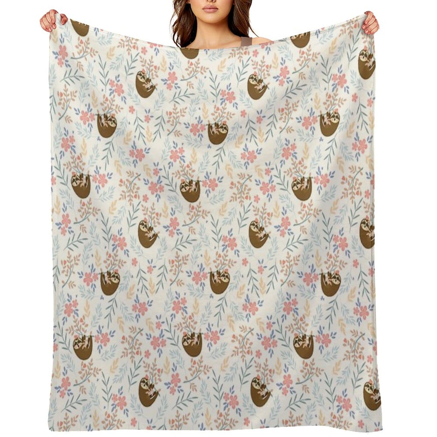 Baby Flower With Sloth Throw Blanket