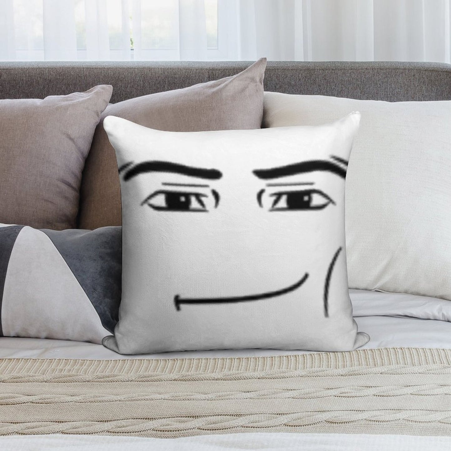 The Man Face Soft Reinforced Edging Throw Pillow