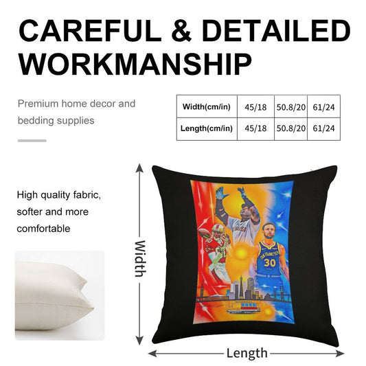 San Francisco Sports Legends Linen Throw Pillow Cover