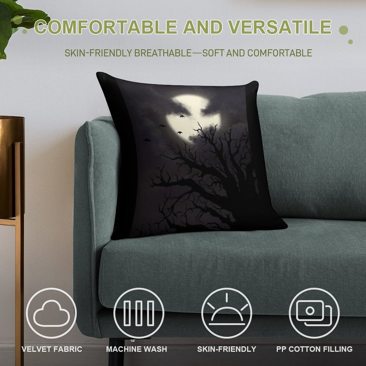 Spooky Night Sky Soft Durable Construction Throw Pillow