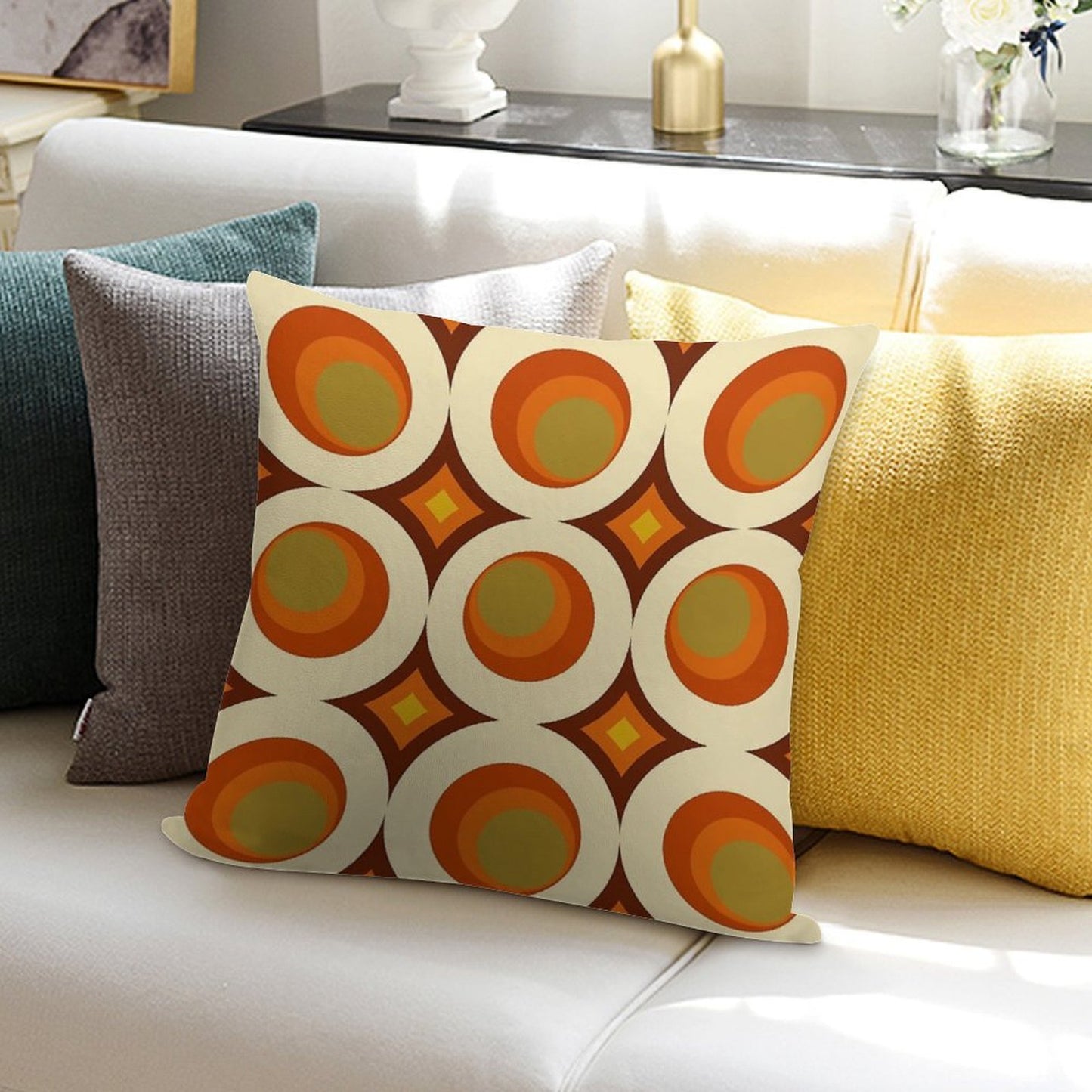Mid-Century Modern 70s Soft Ultra-Soft Texture Throw Pillow
