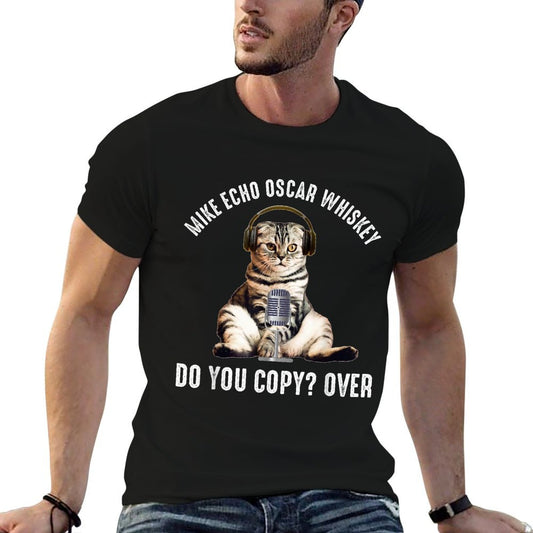 Mike Echo Oscar Whiskey Funny Ham Radio Cat T-Shirt