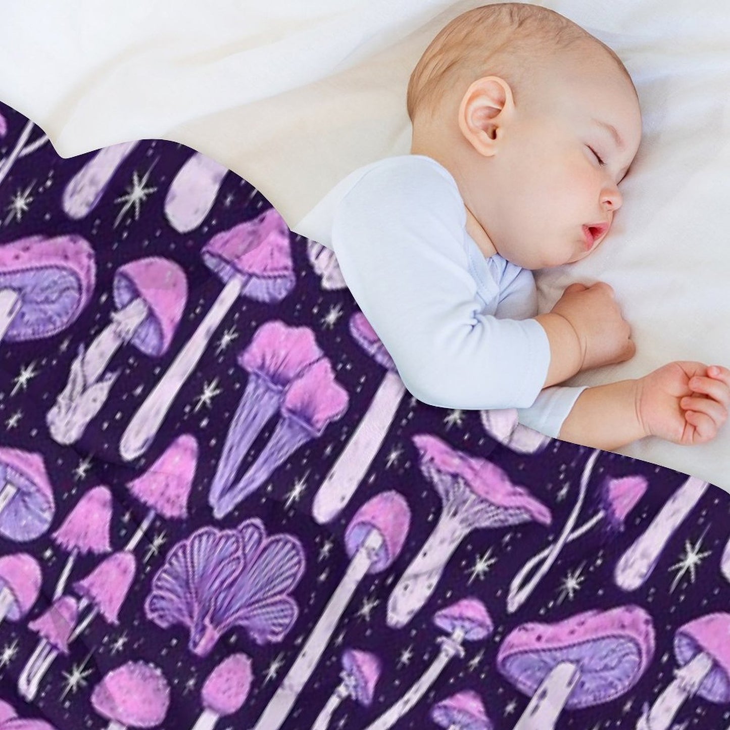 Deadly Mushrooms Dark Purple Throw Blanket