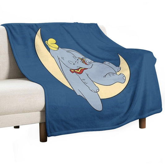 Sleeping Dumbo & Moon Throw Blanket