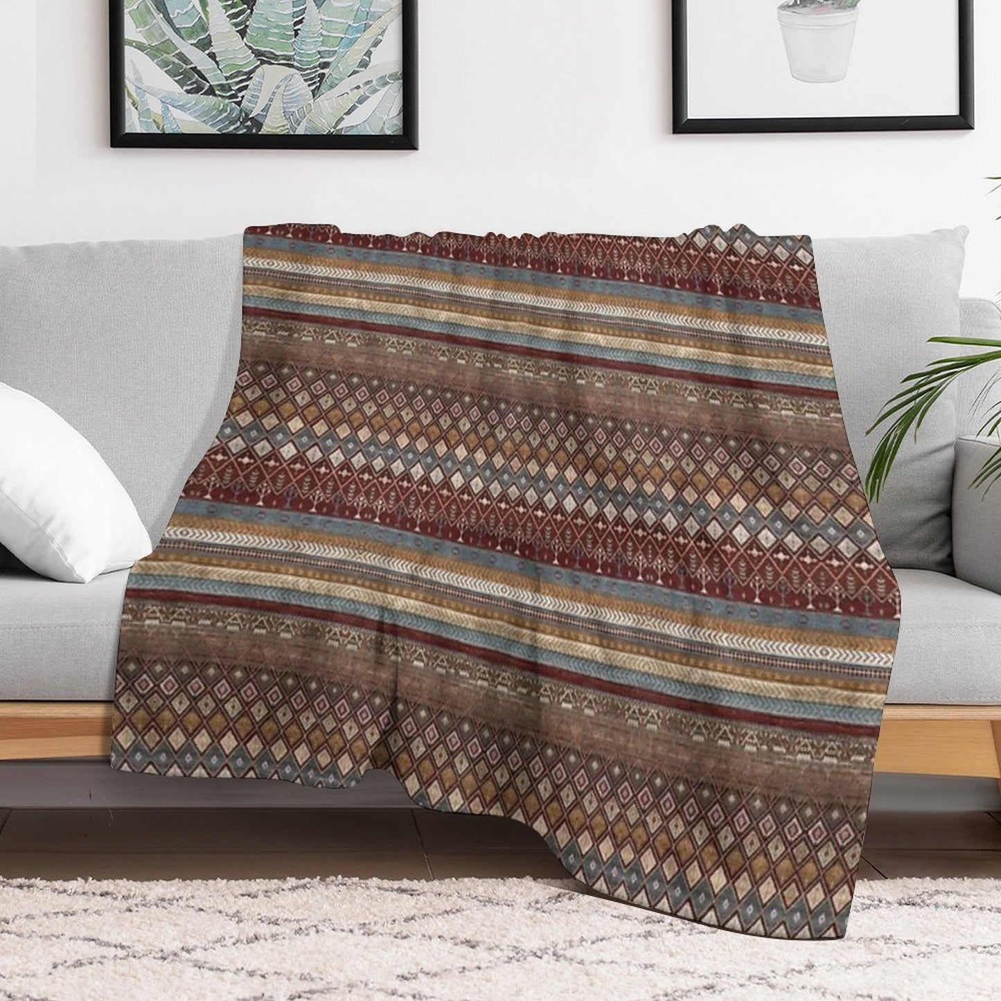 Geometrical Carpet Design Patterns Throw Blanket