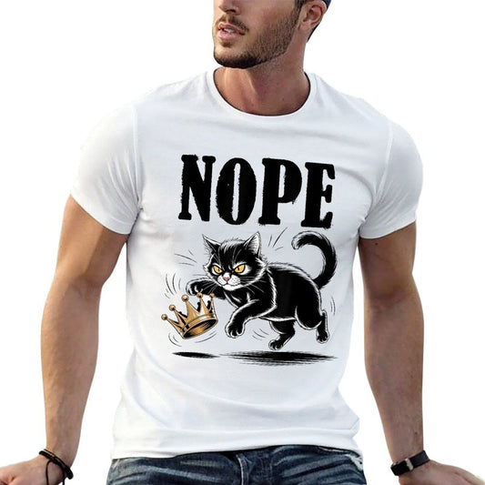 Nope No Kings In America Funny Black Cat Lovers  Rolled Sleeves T-Shirt