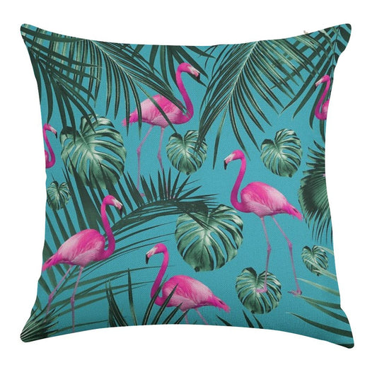 Tropical Flamingo Pattern #4 #tropical #decor #art Linen Throw Pillow Cover