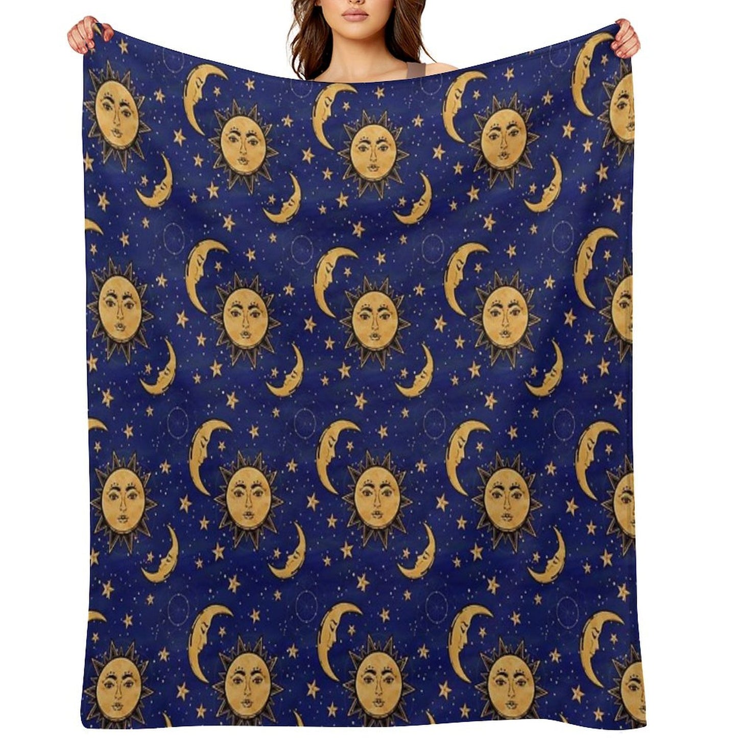 Vintage Moon And Sun Stars Celestial Throw Blanket